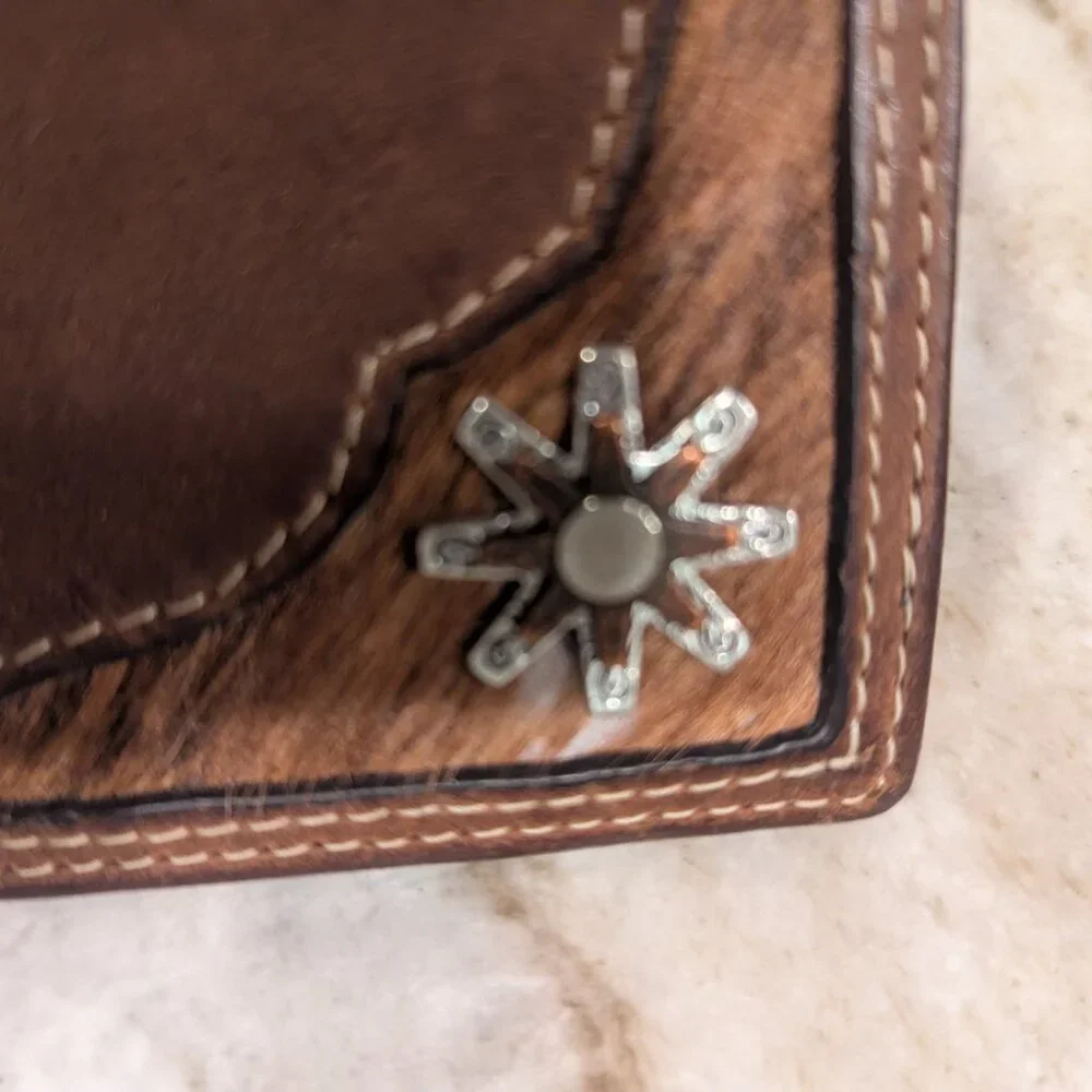 Leather Wallet w / Cow Hide Concho Embellishments & Flip Phone / Tool Case